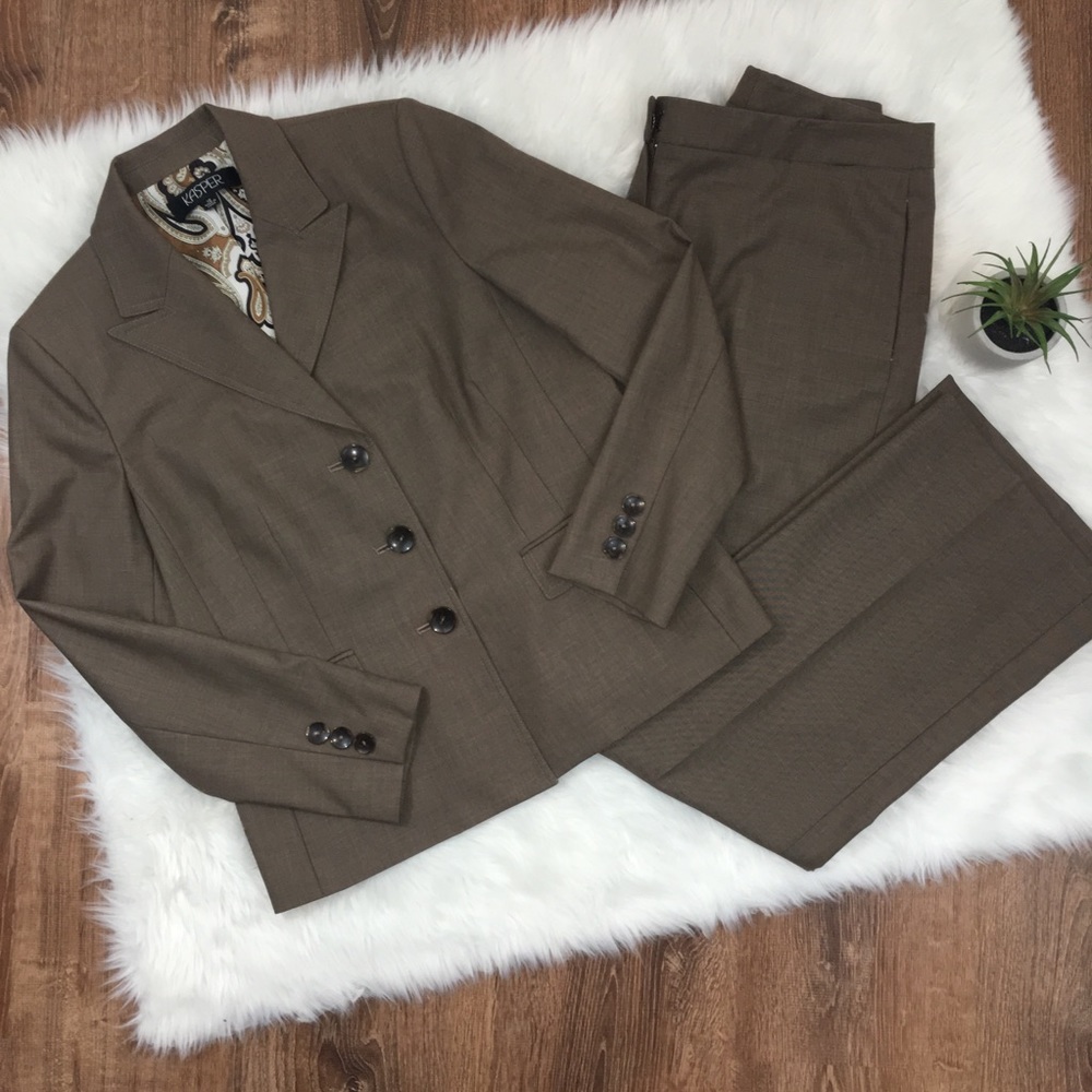 Tan Kasper Pant Suit Business Interview 10